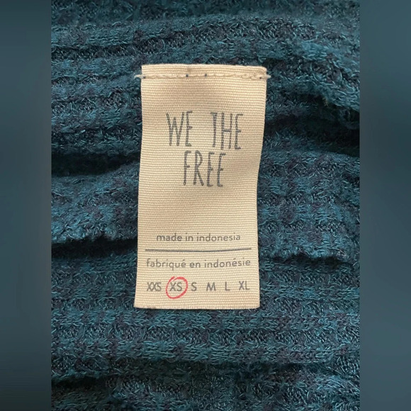 Free People We The Free Kitty Thermal Mock Cowl Neck Ocean Blue Teal XS - Picture 8 of 9